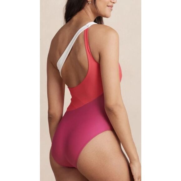 NWOT Summersalt One-Shoulder Swim One Piece - Red and White - Picture 5 of 10